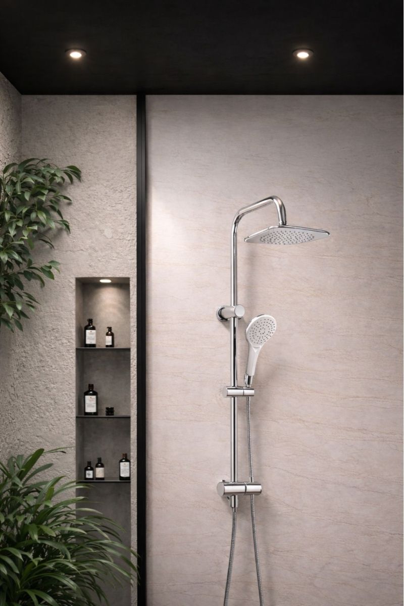 Beyaz Krom Robot Duş Seti