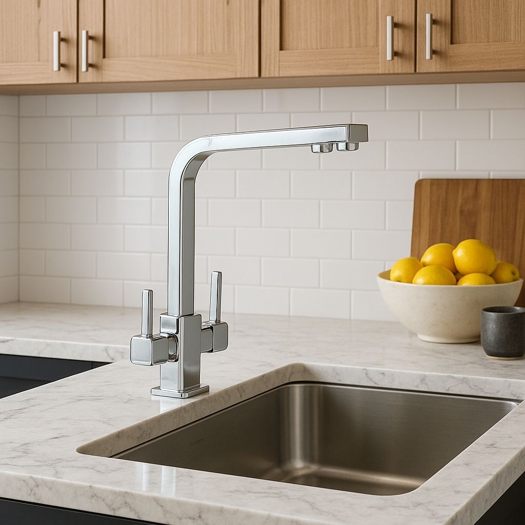 Krom Kare Lüx Çift Perlatörlü Arıtma Bataryası Ağır Gövde