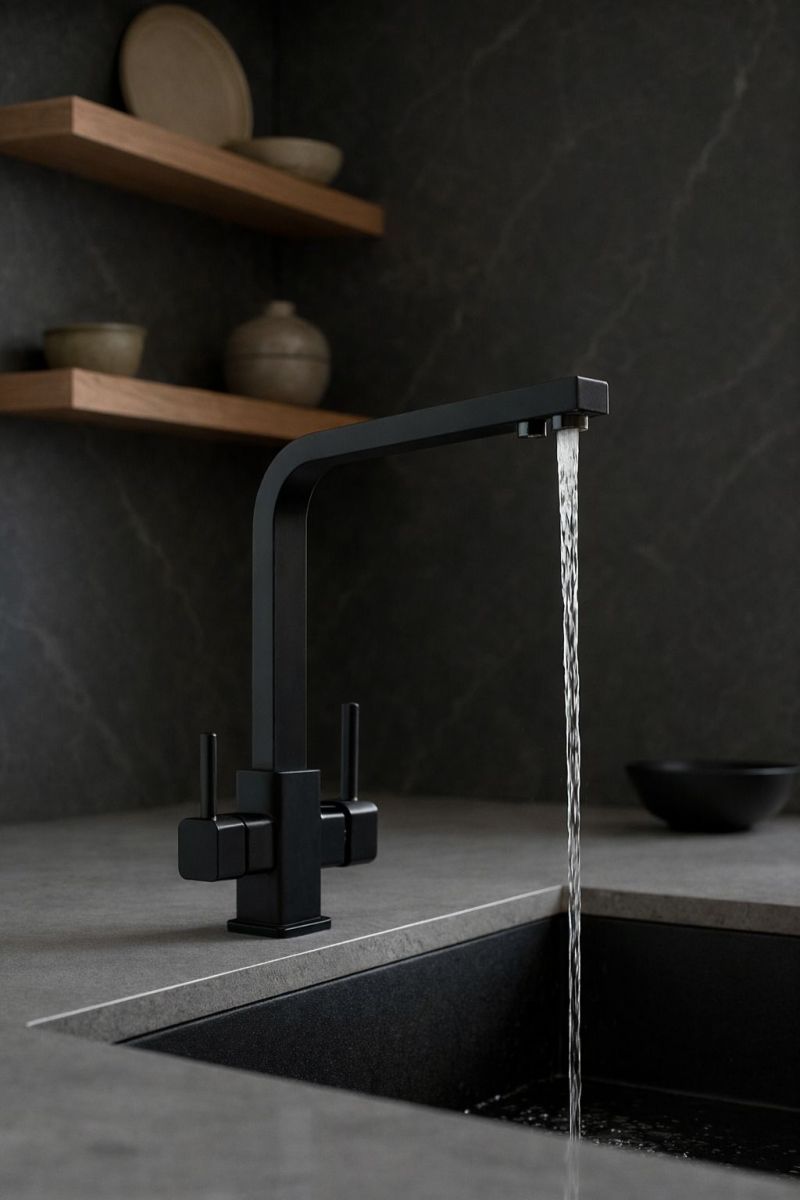 Siyah Kare Lüx Çift Perlatörlü Arıtma Bataryası Ağır Gövde