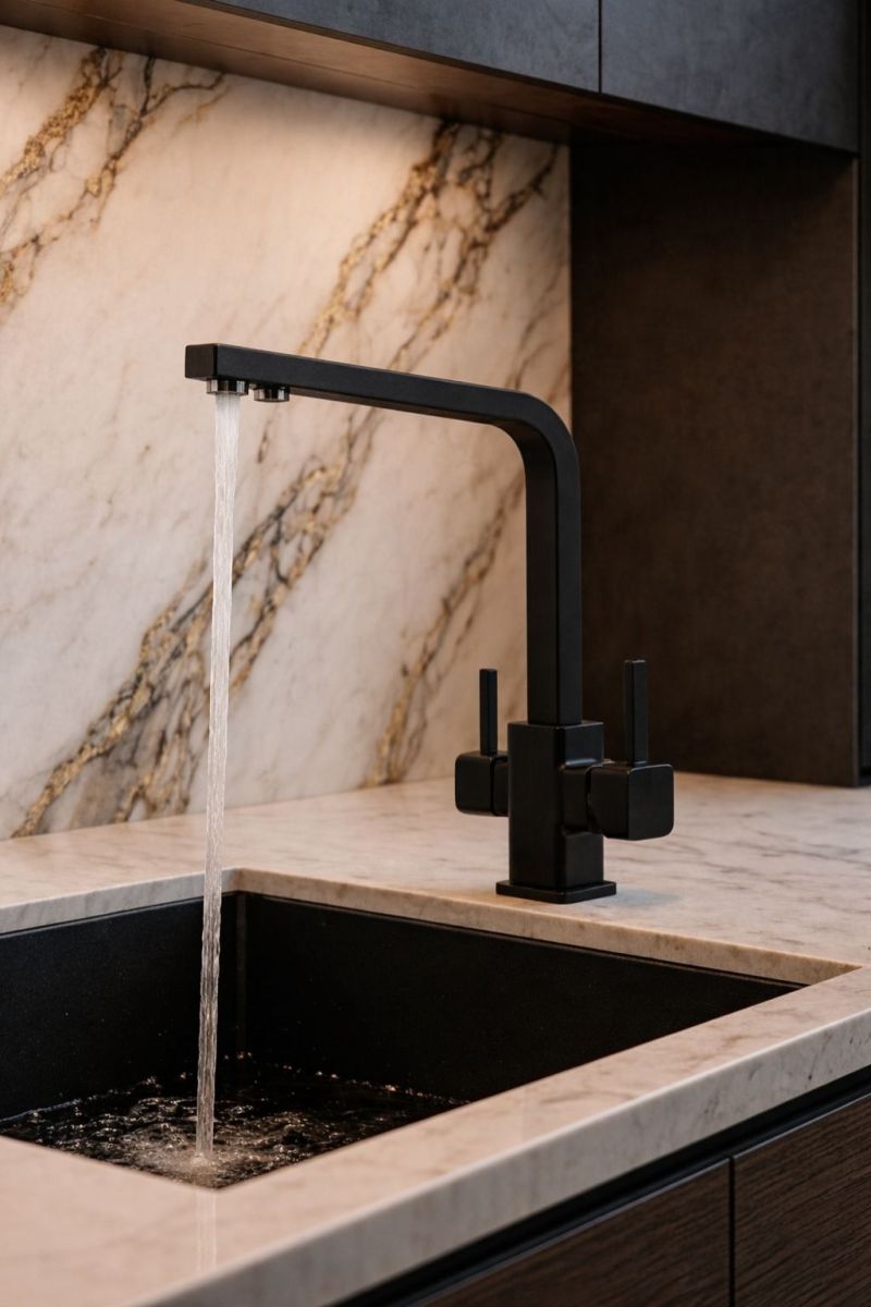 Siyah Kare Lüx Çift Perlatörlü Arıtma Bataryası Ağır Gövde