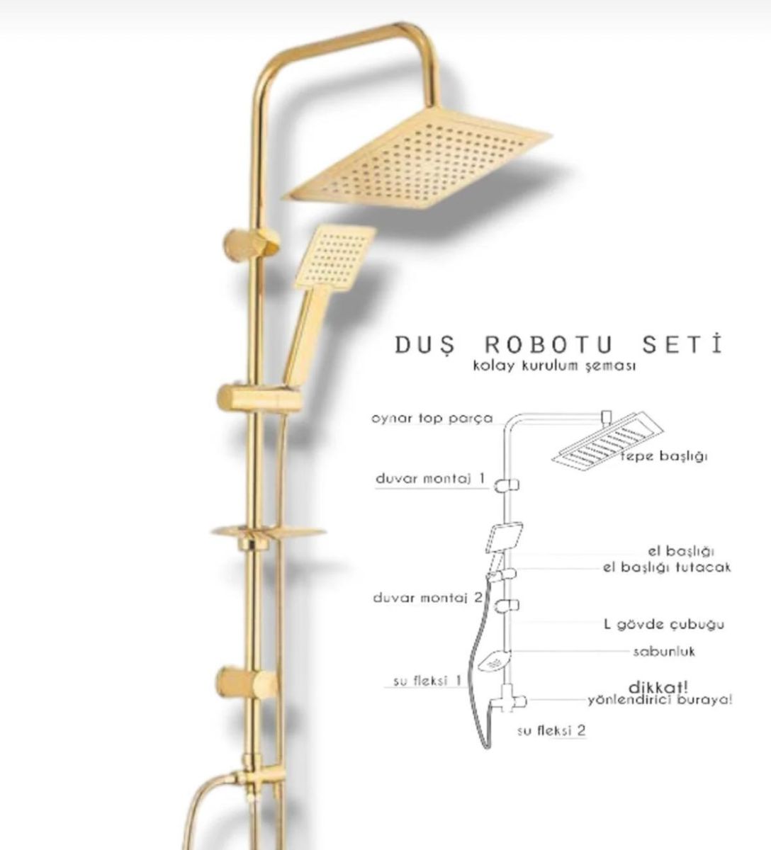 Gold Kare Robot Duş Seti