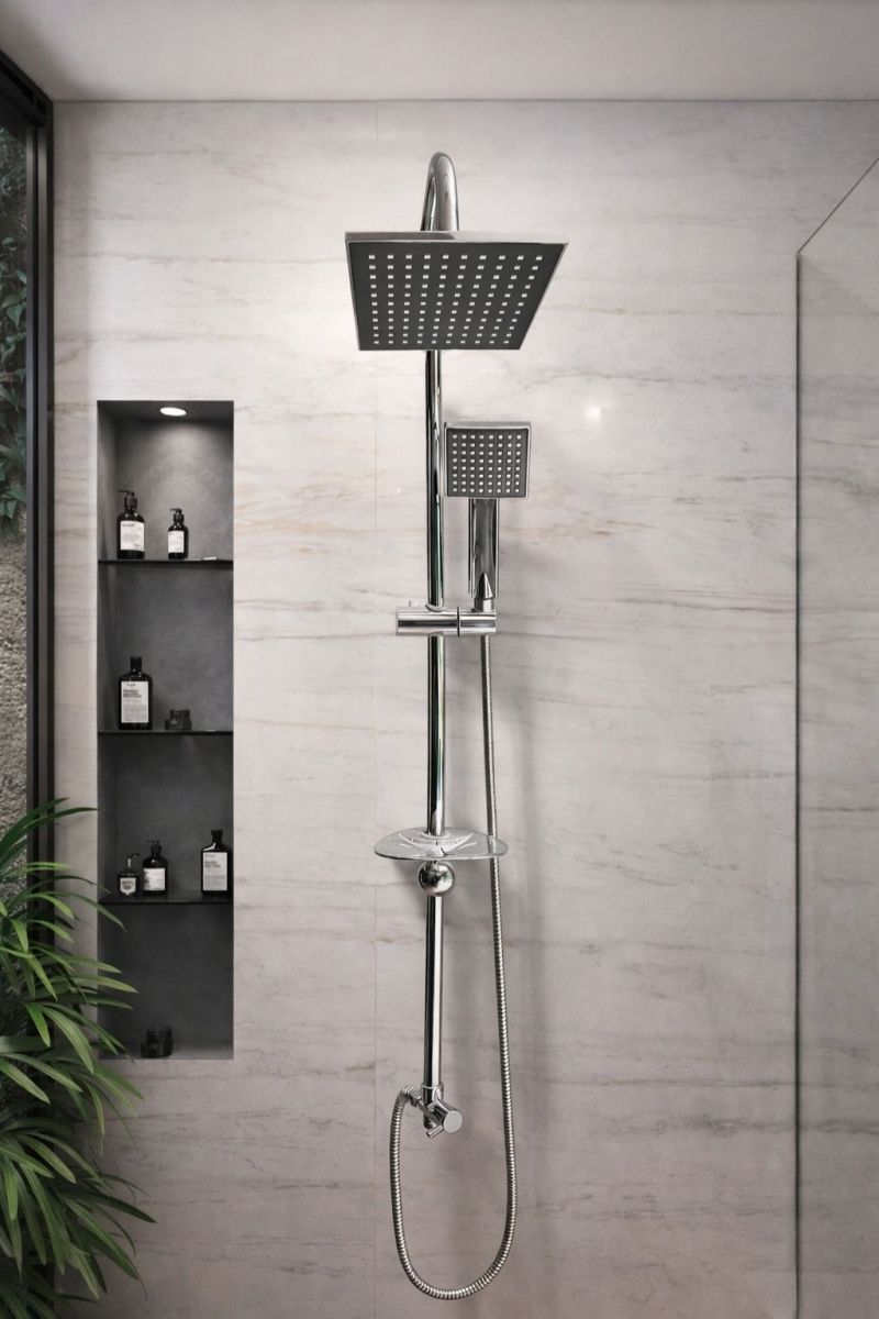 Siyah Krom Robot Duş Seti