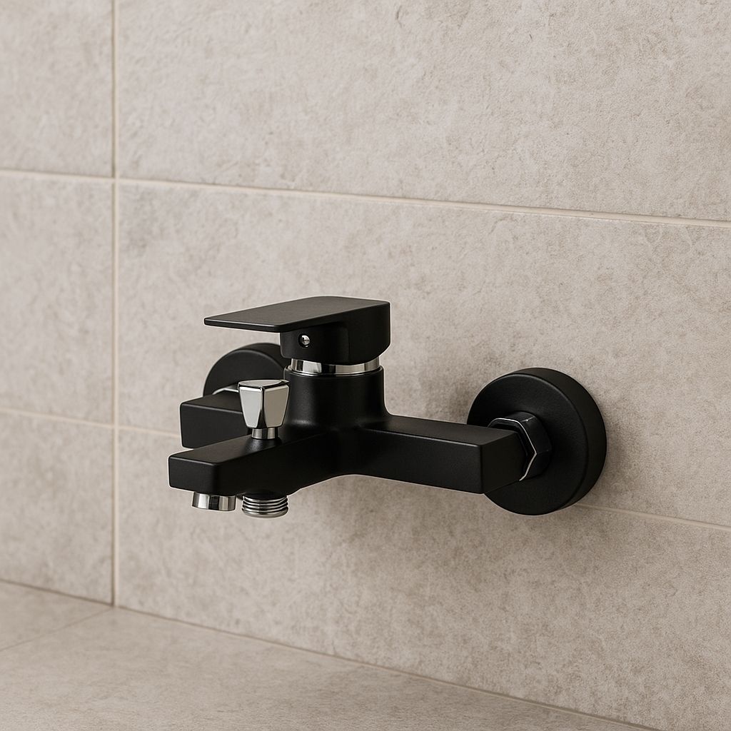 Siyah Kare Lüx Ağır Gövde Banyo Bataryası