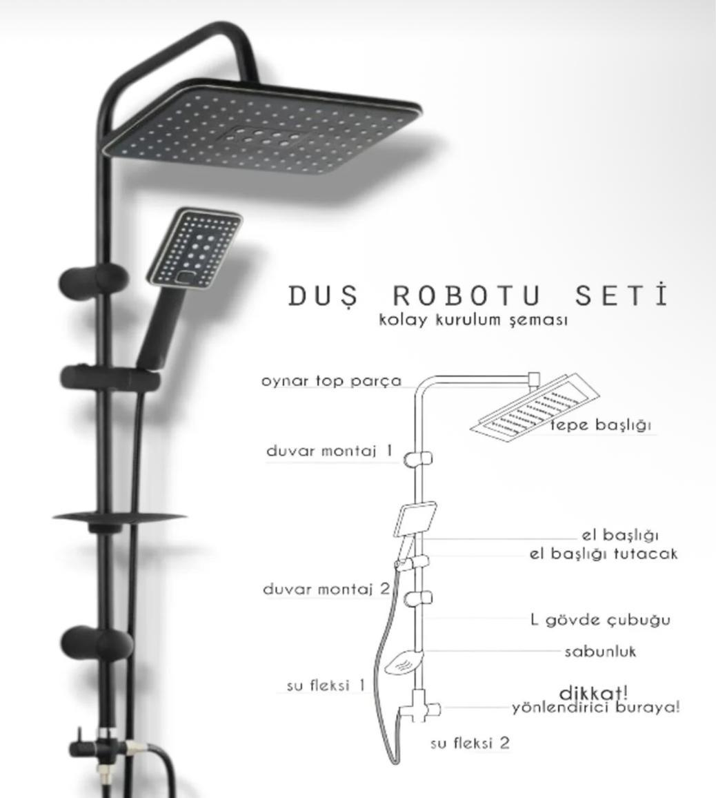 Siyah Lüx Robot Duş Seti