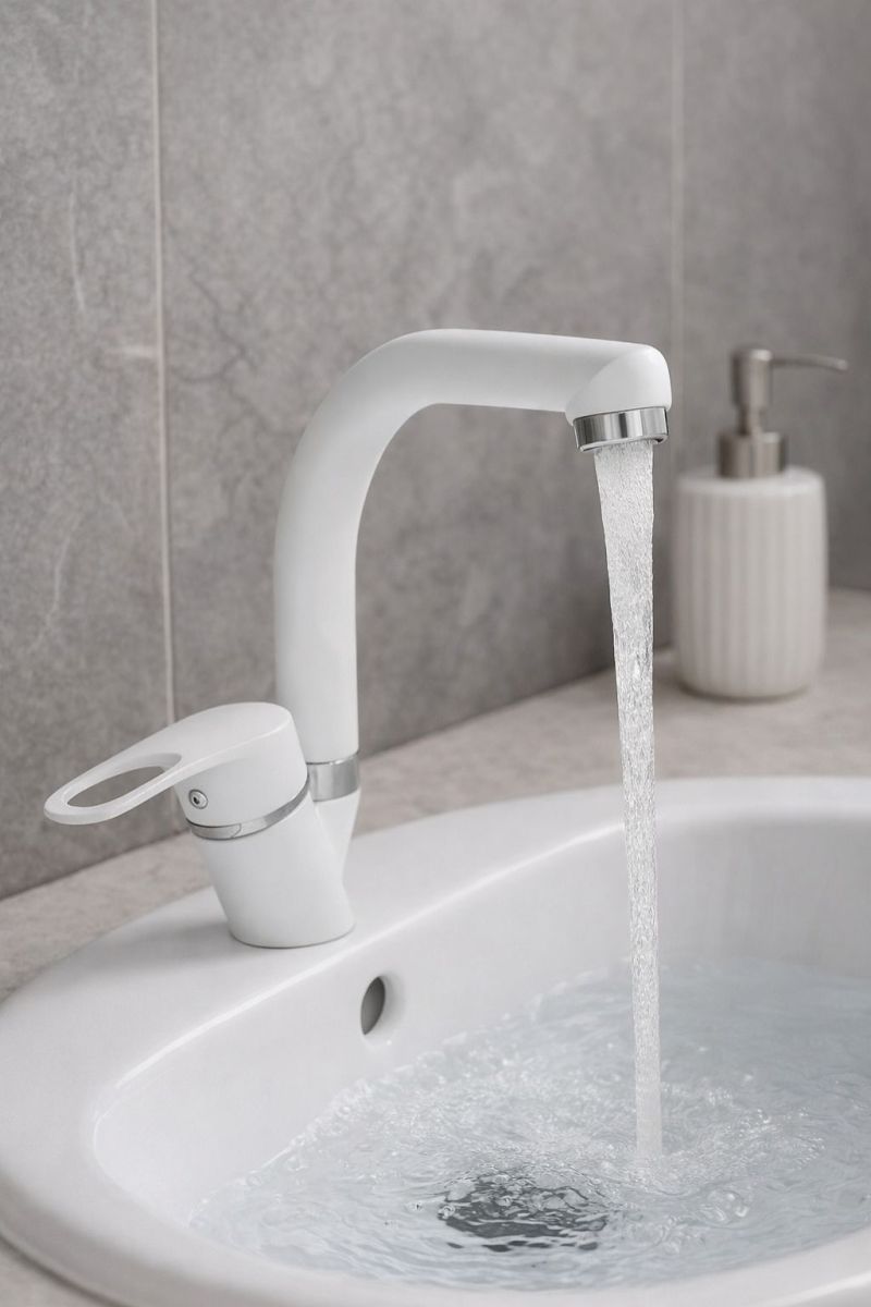 Beyaz Krom Mutfak-Lavabo Bataryası Balıksırtı Borulu