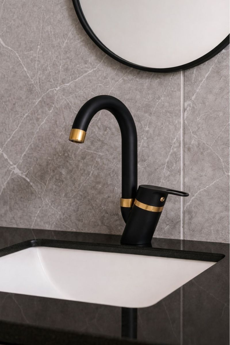 Siyah Gold Mutfak-Lavabo Bataryası Baston Borulu