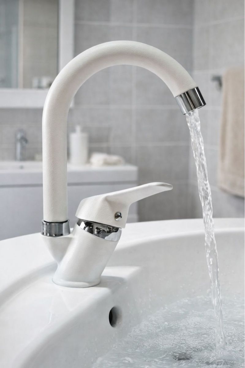 Beyaz Krom Mutfak-Lavabo Bataryası Baston Borulu