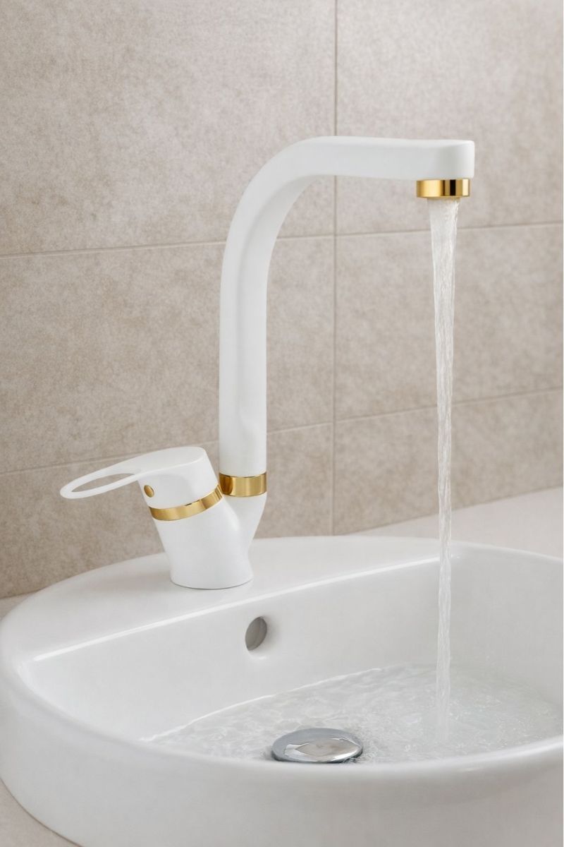 Beyaz Gold Mutfak-Lavabo Bataryası Balıksırtı Borulu